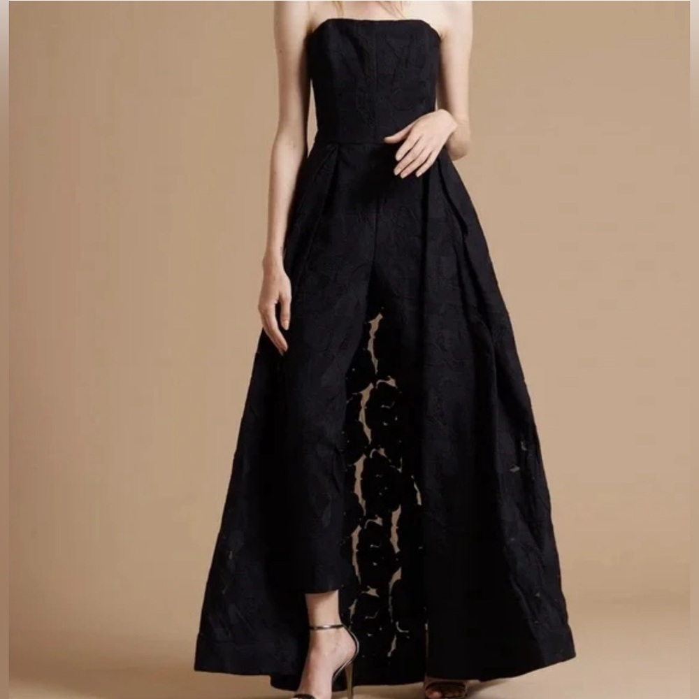 H by Halston | Evening Jacquard Jumpsuit with Skirt Overlay | Size: 10 | NWT